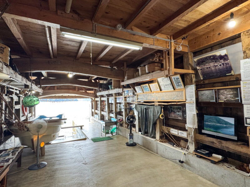 inside boathouse in ine