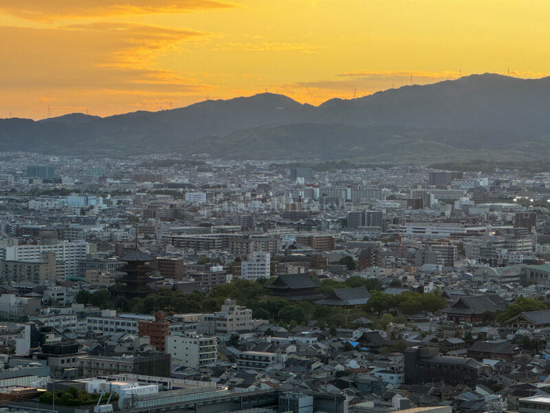 View from Kyoto tower at sunset