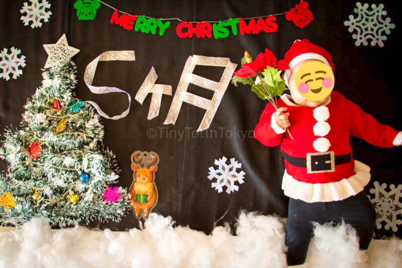 Christmas milestone photo for baby