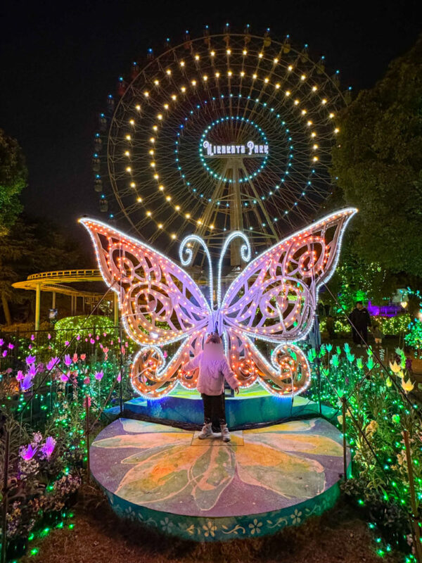 a child with a butterfly illumination at Hirakata Park