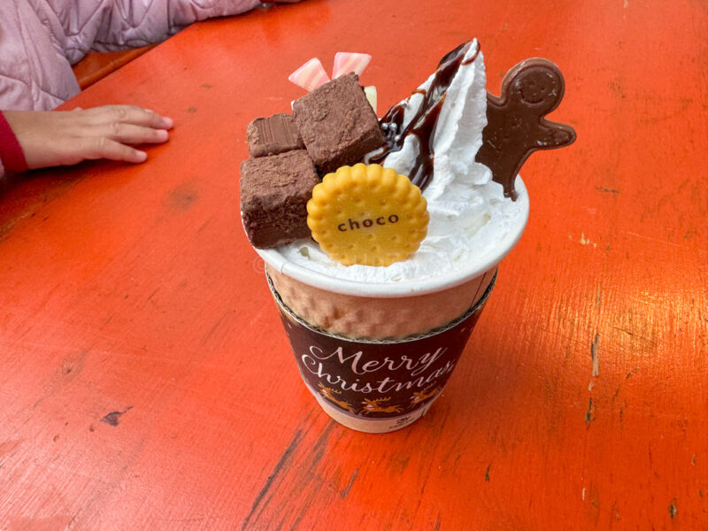 hot chocolate at Osaka Station's Christmas Market