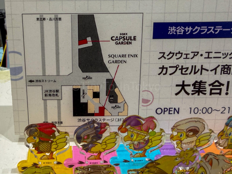 final fantasy capsule toy machine location at square enix garden in tokyo