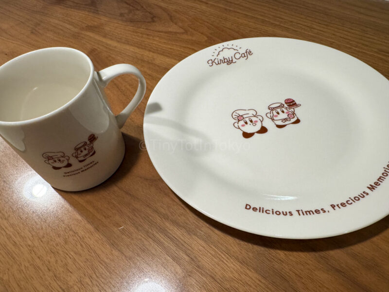 Kirby Cafe souvenir plate and mug
