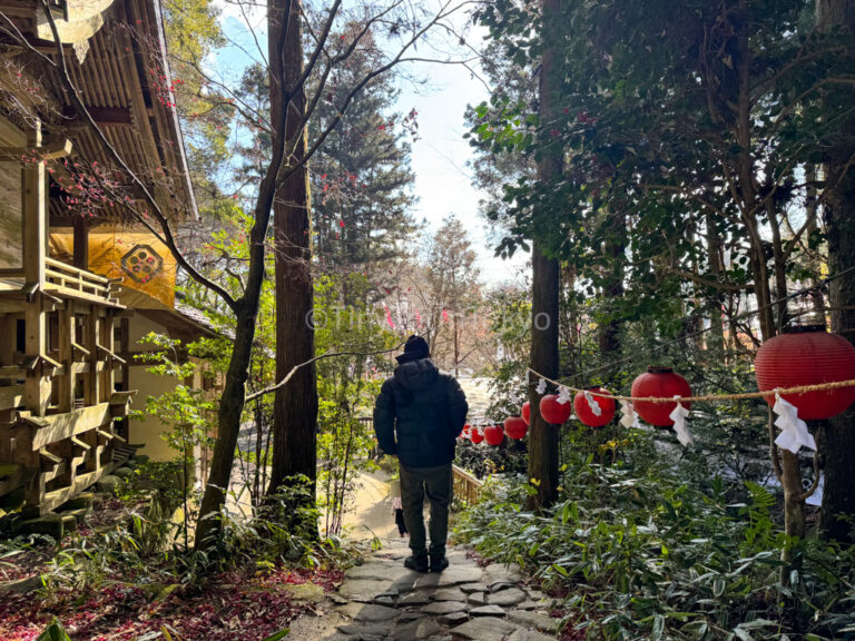 a man walking in winter in Japan