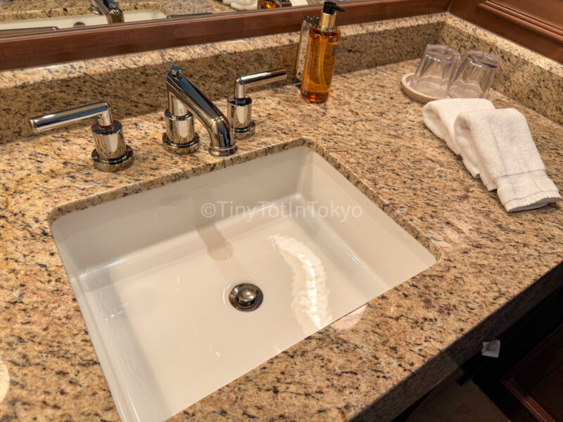 gargling cups and towels at Hong Kong Disneyland Explorers Lodge 