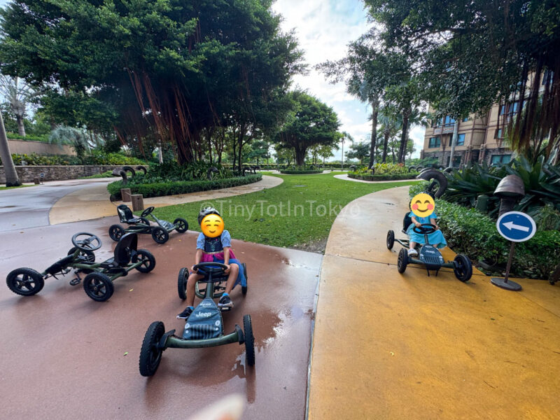 go-karts for kids at Hong Kong Disneyland Explorers Lodge 