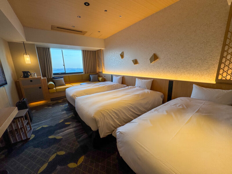 beds at hoshi kan standard room at suginoi hotel beppu