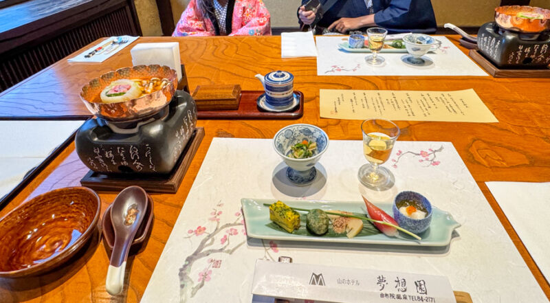 dinner at Yama no Hotel Musouen in Yufuin