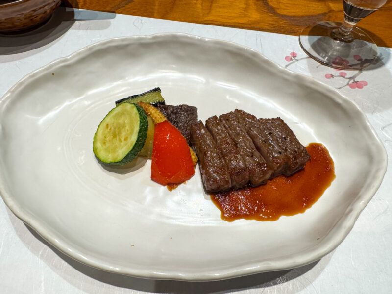 steak dinner at Yama no Hotel Musouen in Yufuin