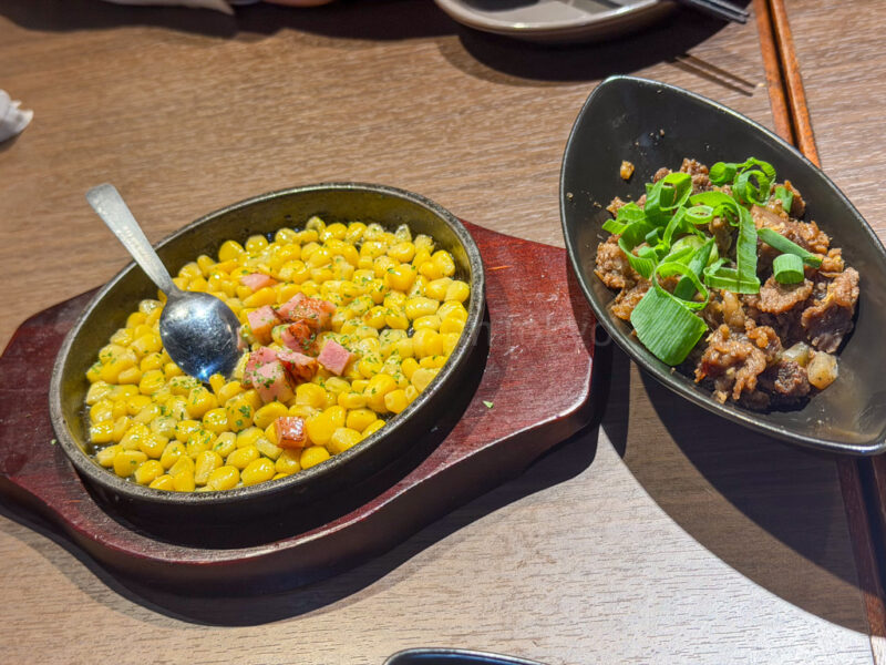 corn and meat at takotsubo