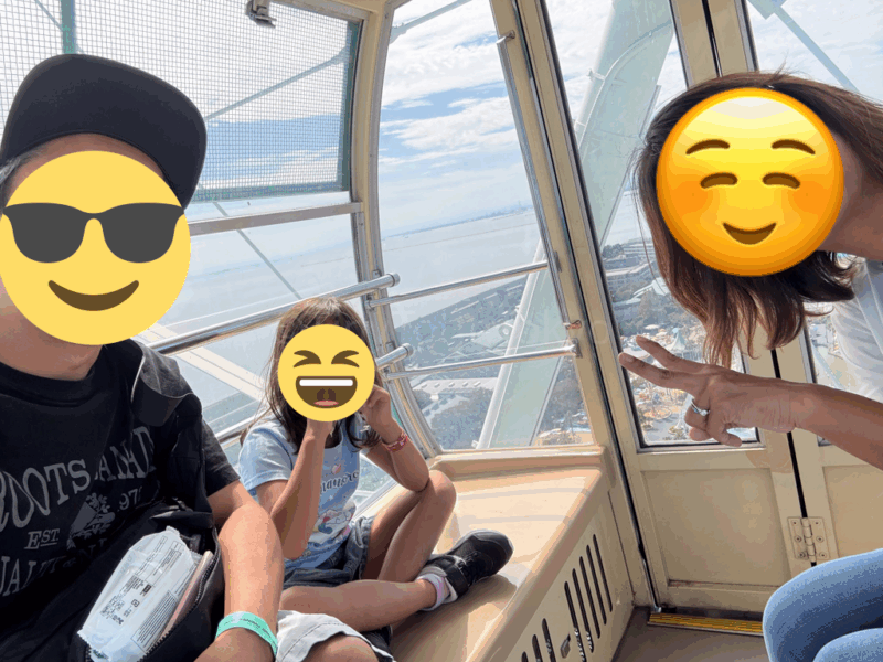 the blogger and her family on the ferris wheel at Nagashima Spa Land