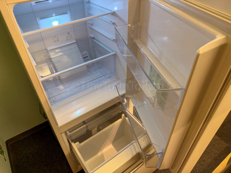 inside fridge at MIMARU Pokemon hotel room
