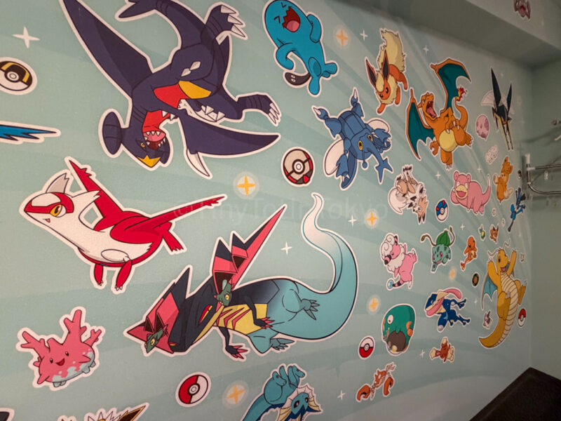 Pokemon on the walls at MIMARU pokemon hotel japan