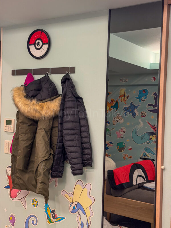 hanging jackets at MIMARU Japan Pokemon hotel