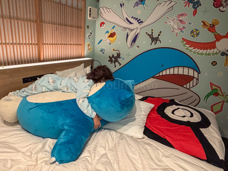 a child on snorlax at MIMARU pokemon hotel japan