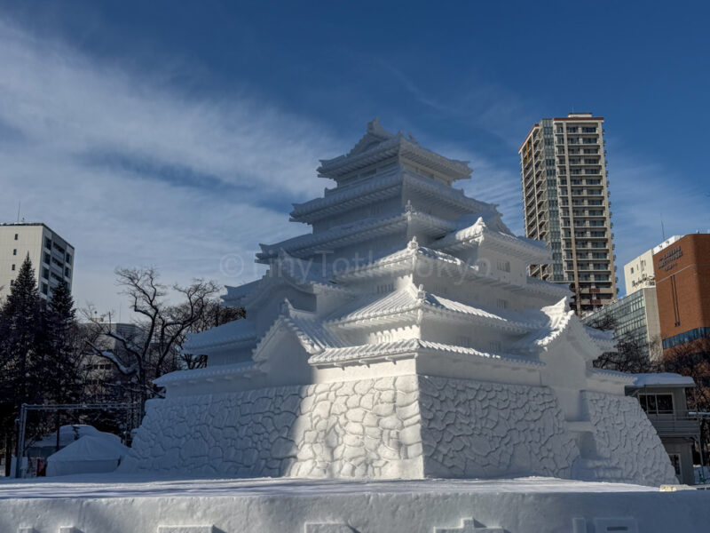 Japanese castle at sapporo snow festival