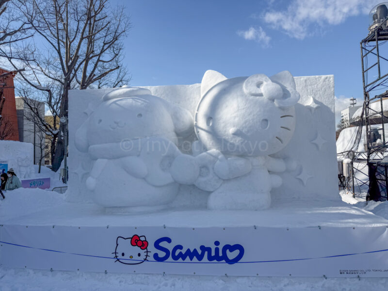 hello kitty snow sculpture at sapporo snow festival