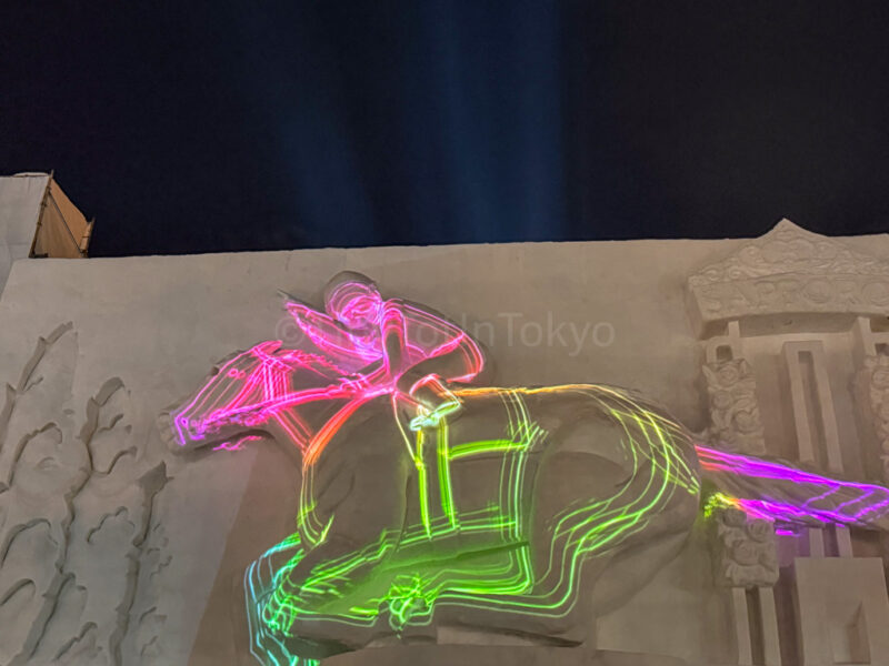 horse racing snow sculpture at sapporo snow festival
