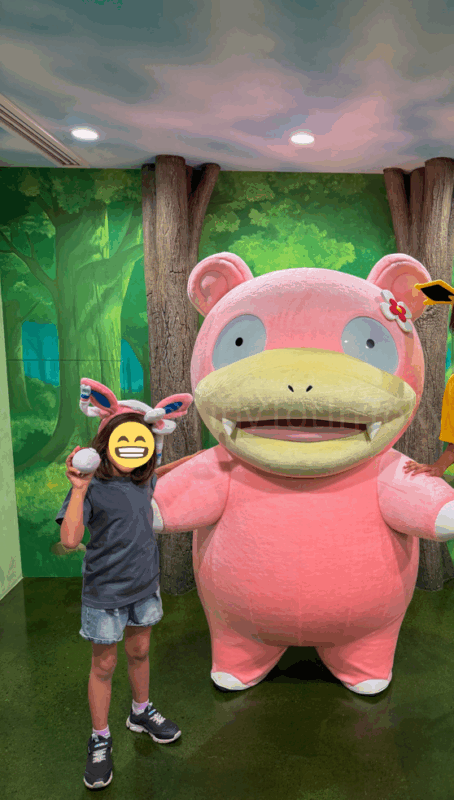 slowpoke and author and child at pokepark kanto