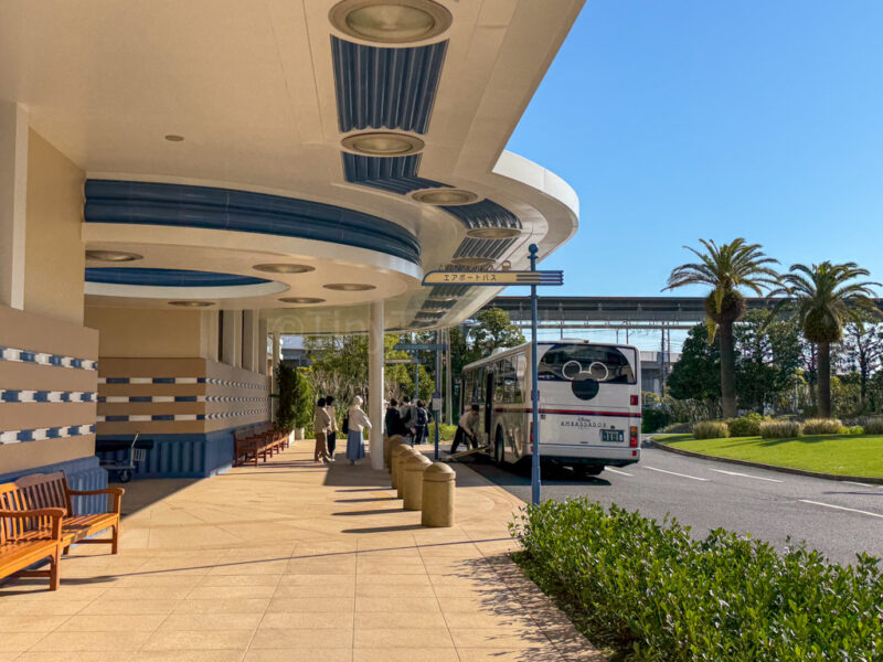 bus stop for tokyo disney parks at Disney Ambassador Hotel