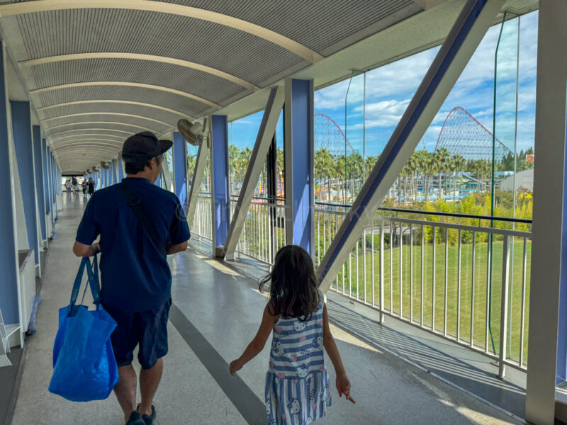a father and child using the special early entrance for Nagashima Water Park 