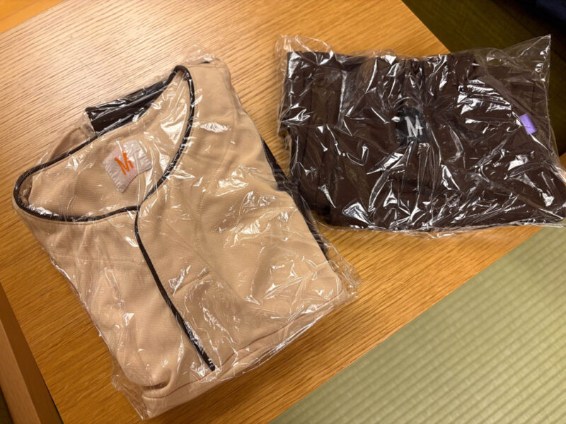 pajamas at Shikinoyado Meisui ryokan in Kagoshima