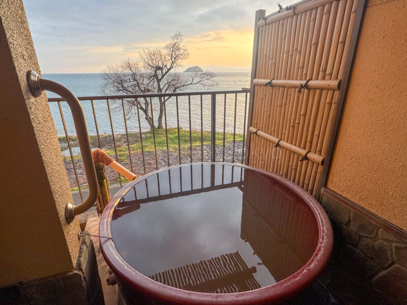 Private open air onsen overlooking Lake Biwa in Shiga