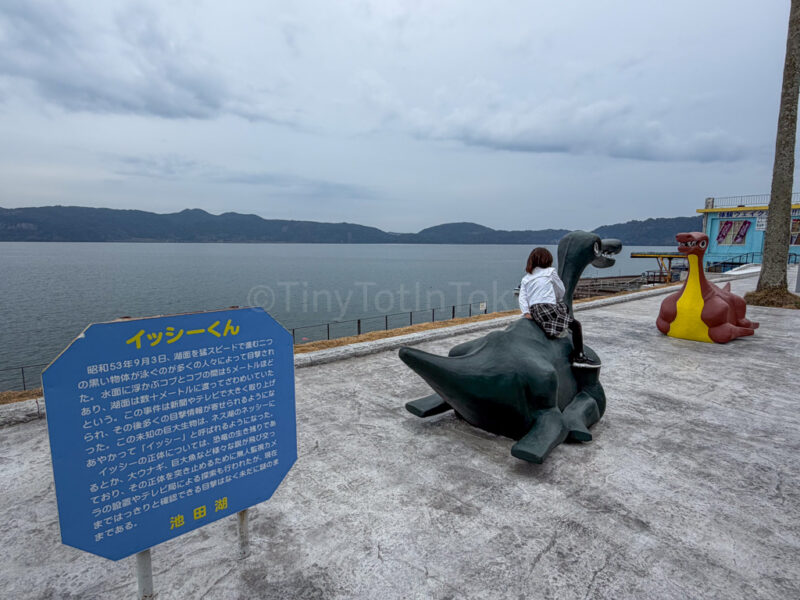 a child riding Issie at lake ikeda in kagoshima