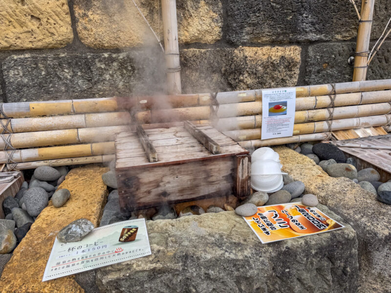 onsen eggs at ibusuki sand bath in kagoshima