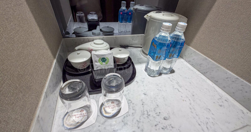 water in room at Shiroyama hotel kagoshima