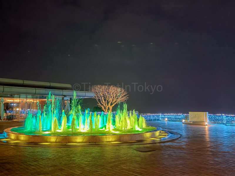 fountain at night at Shiroyama hotel kagoshima