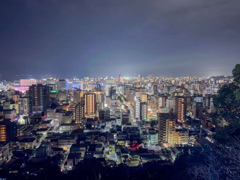 view at night from Shiroyama hotel kagoshima