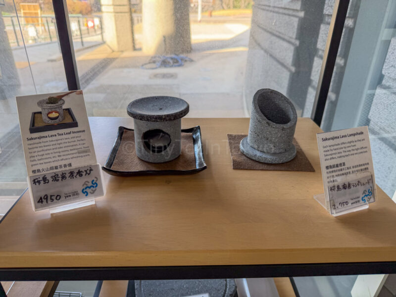lava souvenirs at sakurajima visitor center