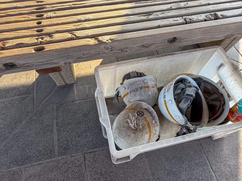 box with helmets at Arimura Lava Observation Deck