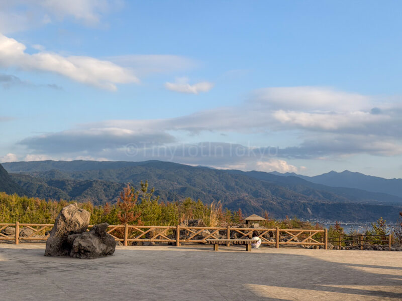 a child at Arimura Lava Observation Deck in Sakurajima