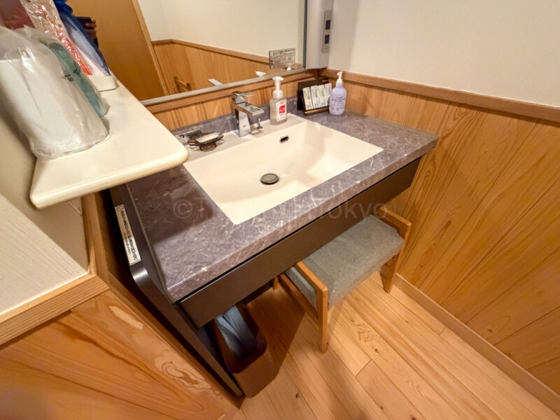 sink in room at Shikinoyado Meisui ryokan in Kagoshima