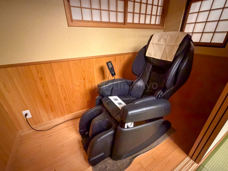 massage chair in room at Shikinoyado Meisui ryokan in Kagoshima