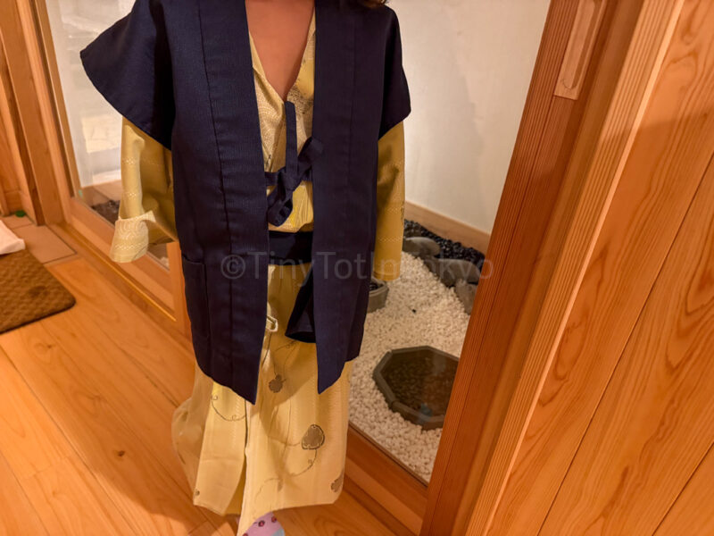 a child in a yukata at Shikinoyado Meisui ryokan in Kagoshima