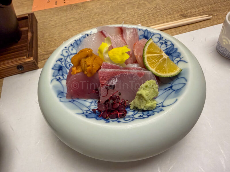 sashimi at Shikinoyado Meisui ryokan in Kagoshima