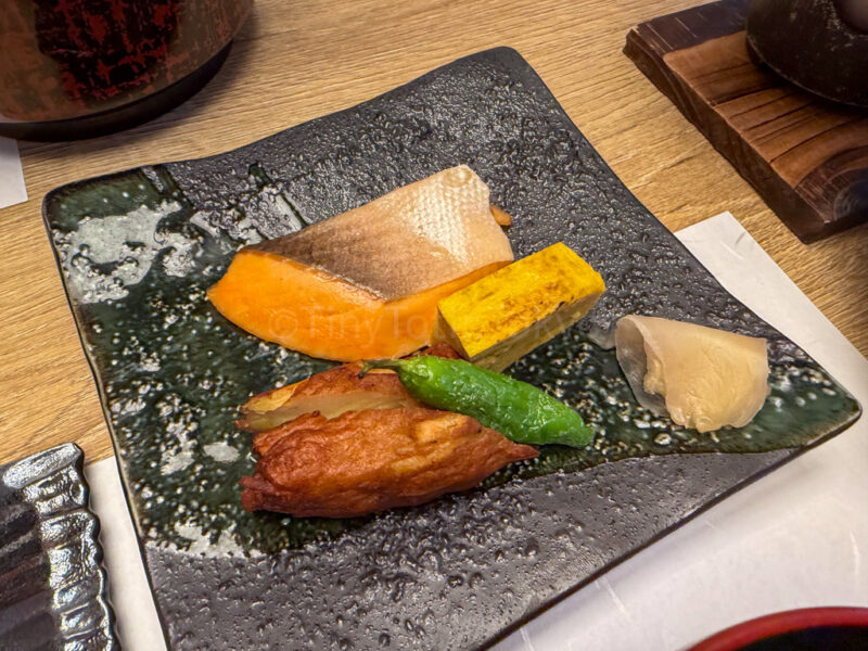 grilled fish for breakfast at Shikinoyado Meisui ryokan in Kagoshima