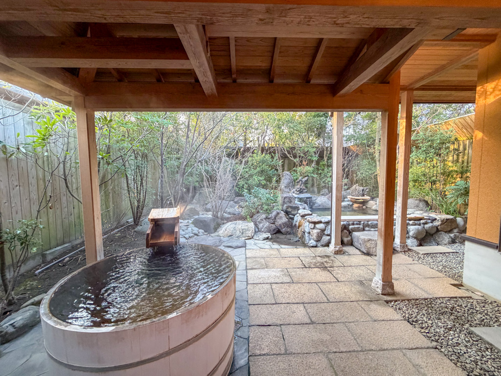 private onsen baths at a ryokan in kagoshima called Shikinoyado Meisui