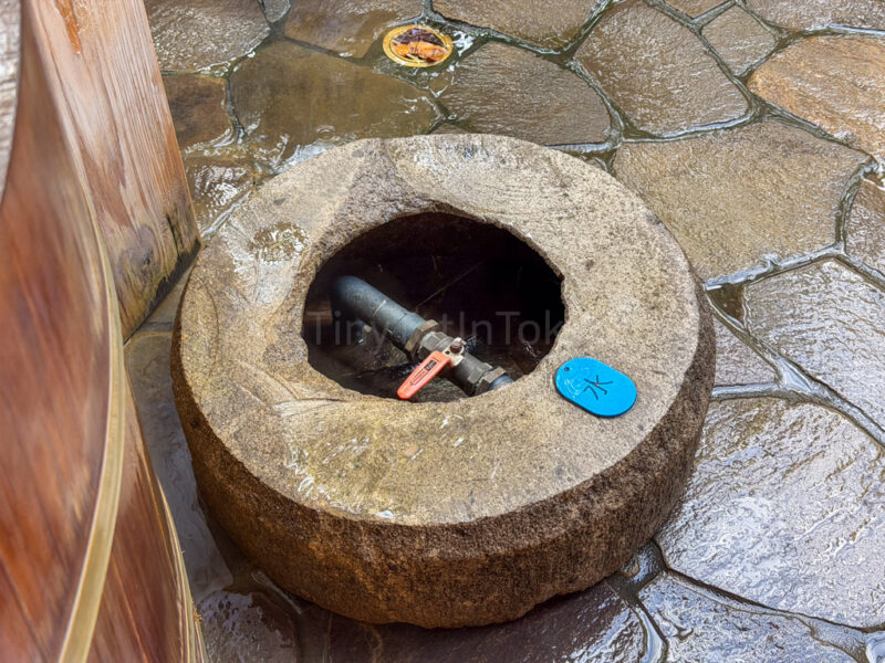 token or tab for hot water at Shikinoyado Meisui ryokan in Kagoshima