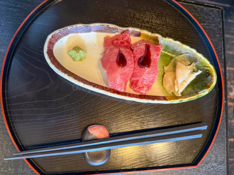 omi beef sashimi at Yume Kyobashi Castle Road