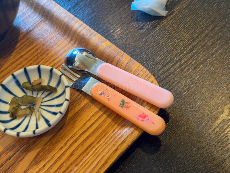 children's cutlery at omi beef restaurant near HIkone Castle