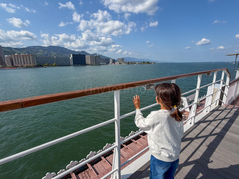 a child on michigan cruise at lake biwa in shiga 