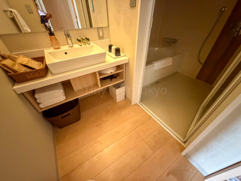 sink and shower area in garden terrace room at fusaki beach resort