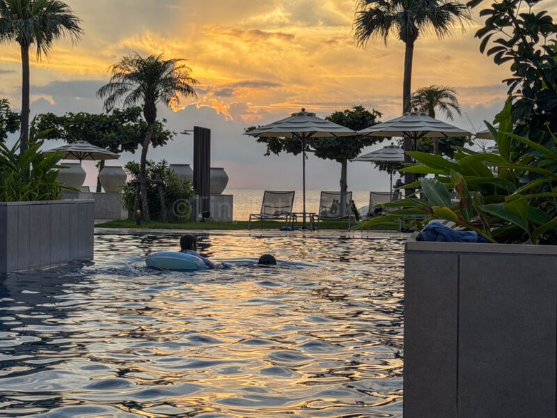 pool at sunset at fusaki beach resort ishigaki