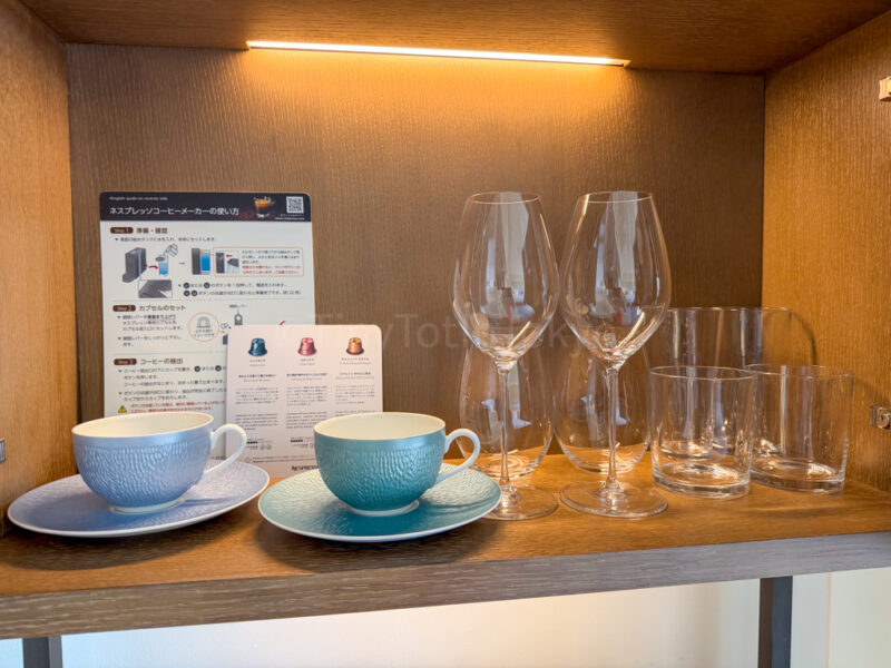 glasses and cups in ocean view room at ANA InterContinental Ishigaki Resort