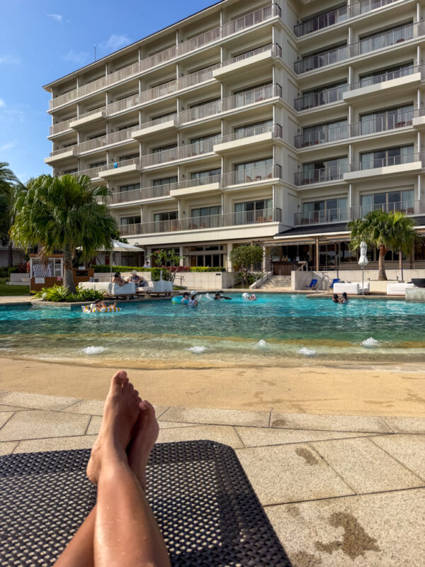 author at the bay wing pool in ANA InterContinental Ishigaki Resort
