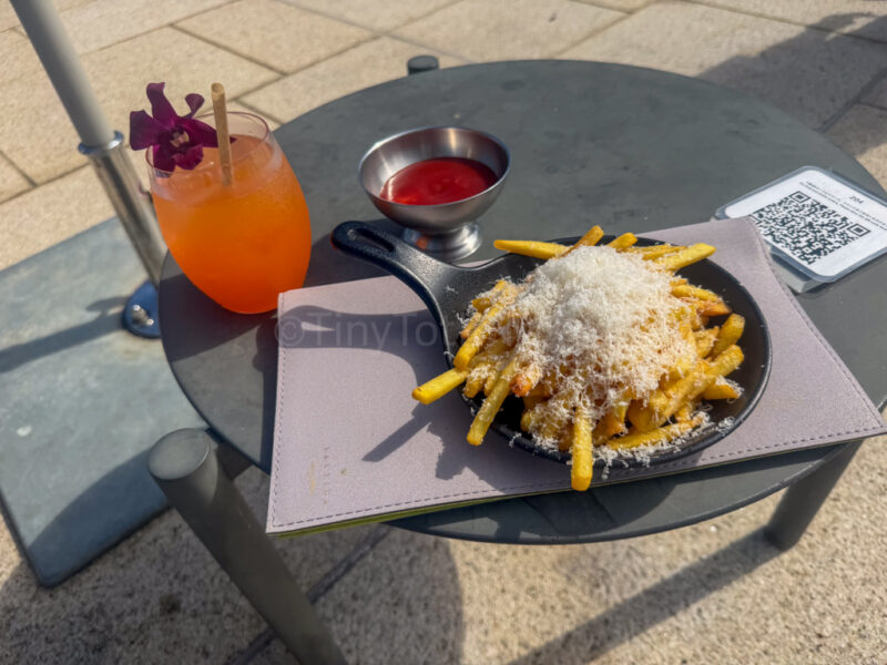 truffle fries and drink near pool at ANA InterContinental Ishigaki Resort